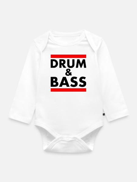 Drum and bass - Baby Bio-Langarm-Body - Weiß