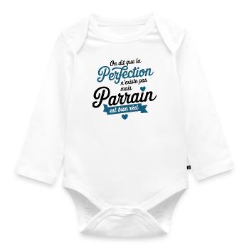 Der Pate ist echte Perfektion - Baby Bio-Langarm-Body - Weiß - Vorne