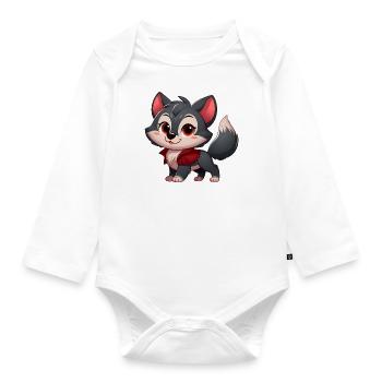 Wolf 9 - Organic Longsleeve Baby Bodysuit - white - Front
