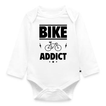Bike addict,cycling - Organic Longsleeve Baby Bodysuit - white - Front