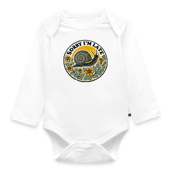 Sorry I'm Late - Organic Longsleeve Baby Bodysuit - white - Front