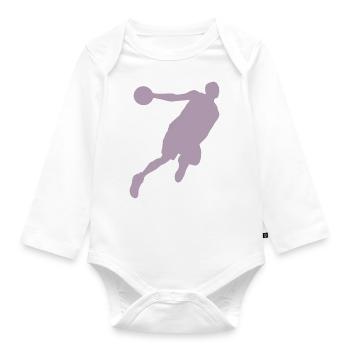 Basketball player silhouette, dynamic sports design - Organic Longsleeve Baby Bodysuit - white - Front