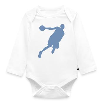 Basketball player silhouette, dynamic sports design - Organic Longsleeve Baby Bodysuit - white - Front