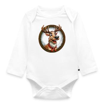 Christmas Reindeer - Organic Longsleeve Baby Bodysuit - white - Front