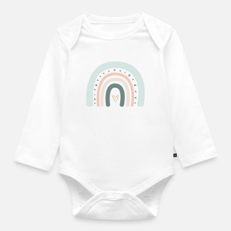 Boho Regenbogen - Baby Bio-Langarm-Body - Weiß