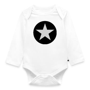 Stern Sticker - Baby Bio-Langarm-Body - Weiß - Vorne