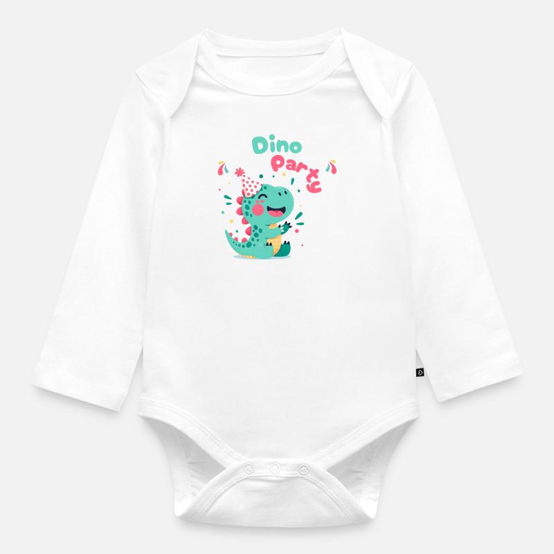 Soirée Dino - Body Bébé bio manches longues - blanc