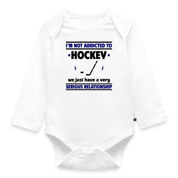 I'm not addicted to hockey - Organic Longsleeve Baby Bodysuit - white - Front