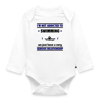 Je ne suis pas accro à la natation - Body Bébé bio manches longues - blanc - Devant