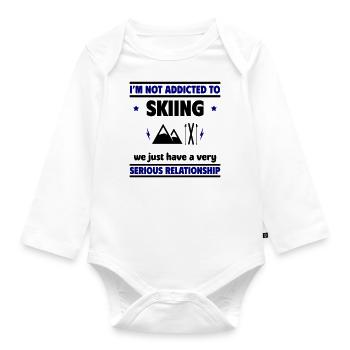 I'm not addicted to skiing - Organic Longsleeve Baby Bodysuit - white - Front