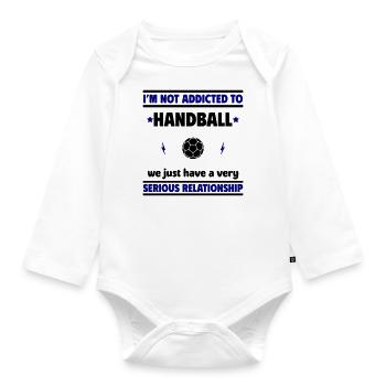 Ich bin nicht süchtig nach Handball - Baby Bio-Langarm-Body - Weiß - Vorne