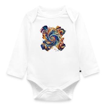 Lebendiger abstrakter Wirbel - Baby Bio-Langarm-Body - Weiß - Vorne