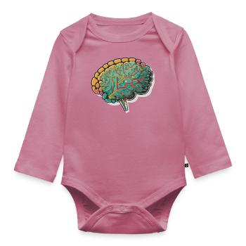 Les circuits synaptiques : une fusion stylisée de l’humain - Body Bébé bio manches longues - mauve - Devant