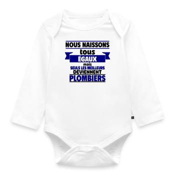 Les meilleurs plombiers - Body Bébé bio manches longues - blanc - Devant