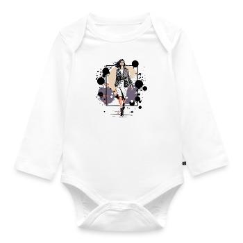 Fashion Maven : un Portrai sophistiqué et élégant - Body Bébé bio manches longues - blanc - Devant