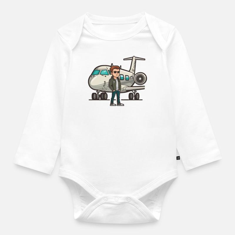 Skybound Dreams : Une personne debout devant un P - Body Bébé bio manches longues - blanc