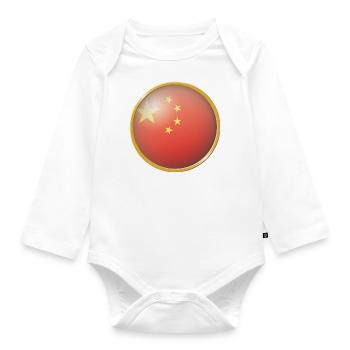 China Emblem - Baby Bio-Langarm-Body - Weiß - Vorne