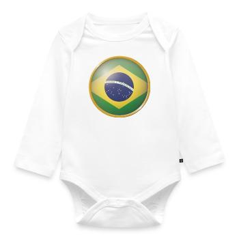 Brasilien Emblem - Baby Bio-Langarm-Body - Weiß - Vorne