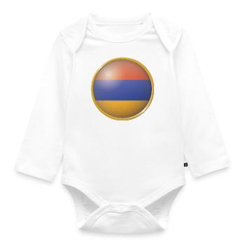 Armenien Emblem - Baby Bio-Langarm-Body - Weiß - Vorne