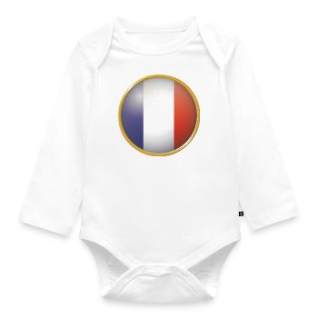 Frankreich Emblem - Baby Bio-Langarm-Body - Weiß - Vorne