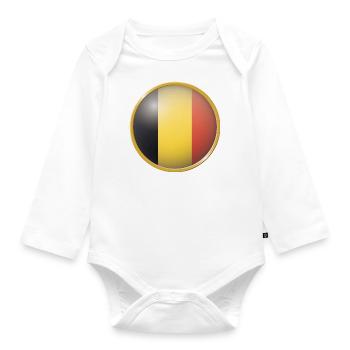 Belgien Emblem - Baby Bio-Langarm-Body - Weiß - Vorne