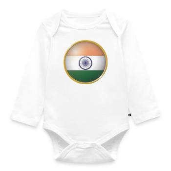 Indien Emblem - Baby Bio-Langarm-Body - Weiß - Vorne