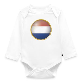 Niederlande Emblem - Baby Bio-Langarm-Body - Weiß - Vorne