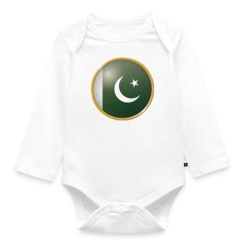 Pakistan Emblem - Baby Bio-Langarm-Body - Weiß - Vorne