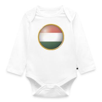 Ungarn Emblem - Baby Bio-Langarm-Body - Weiß - Vorne