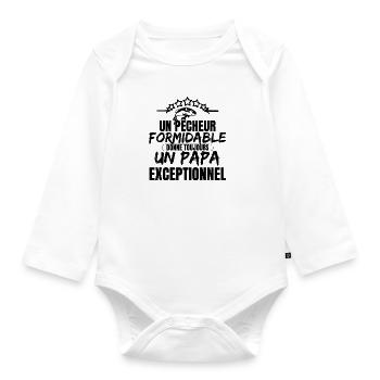 GREAT FISHERMAN MAKES FOR AN EXCEPTIONAL DAD - Organic Longsleeve Baby Bodysuit - white - Front