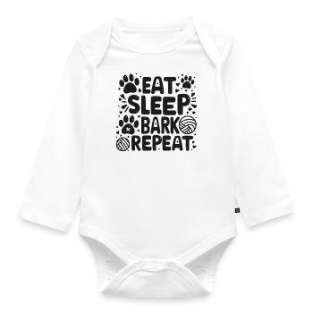 Eat Sleep Bark Repeat - Organic Longsleeve Baby Bodysuit - white - Front