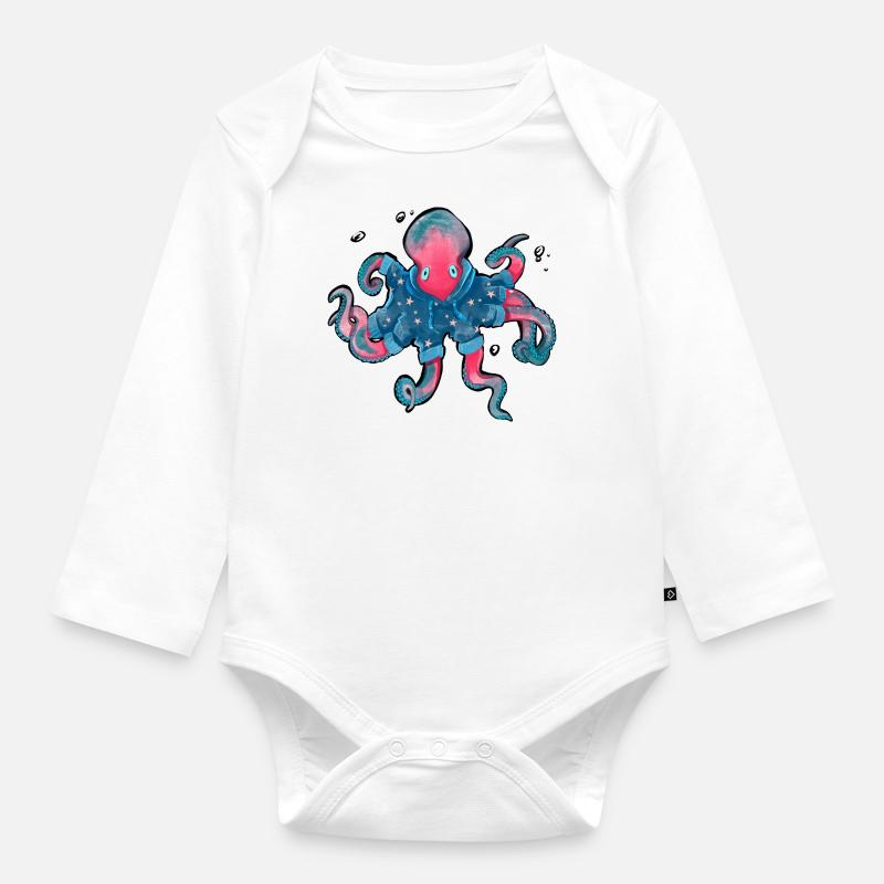 Weihnachtskrake - Baby Bio-Langarm-Body - Weiß