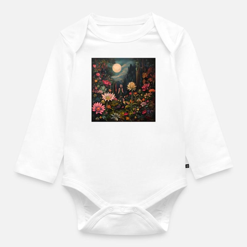 Mega Flora - Organic Longsleeve Baby Bodysuit - white