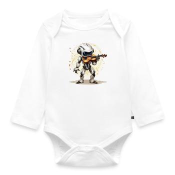 Der Roboter-Maestro - Baby Bio-Langarm-Body - Weiß - Vorne