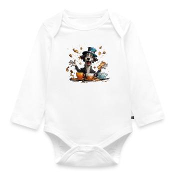 Der Koffein-Jongleur - Baby Bio-Langarm-Body - Weiß - Vorne