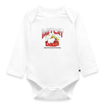 Baby Cat Christmas - Organic Longsleeve Baby Bodysuit - white - Front