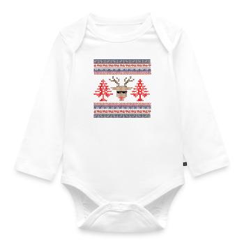 Vintage Point de Croix Noël - Organic Longsleeve Baby Bodysuit - white - Front