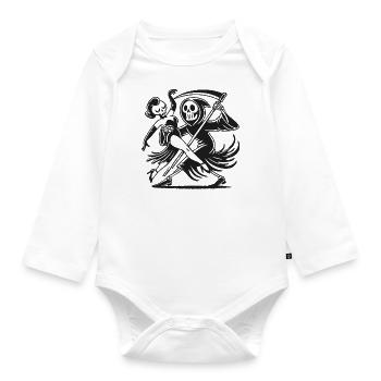 Dancing with the Grim Reaper - Organic Longsleeve Baby Bodysuit - white - Front