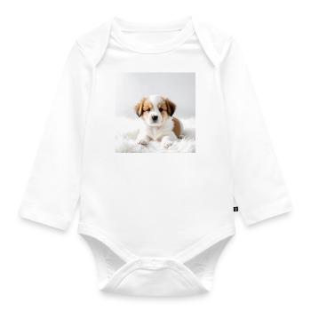 Dog Puppy Picture - Organic Longsleeve Baby Bodysuit - white - Front