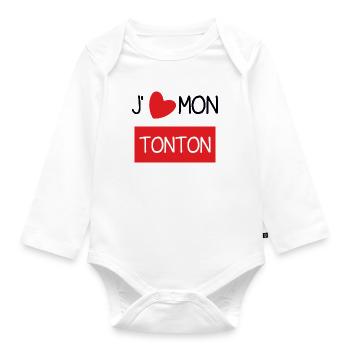 J'aime mon tonton - Body Bébé bio manches longues - blanc - Devant