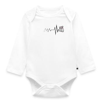 Bowling ball bowling heartbeat - Organic Longsleeve Baby Bodysuit - white - Front
