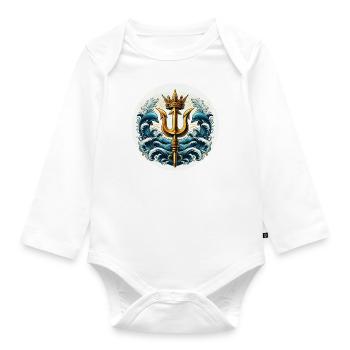 Trident Symbol - Organic Longsleeve Baby Bodysuit - white - Front