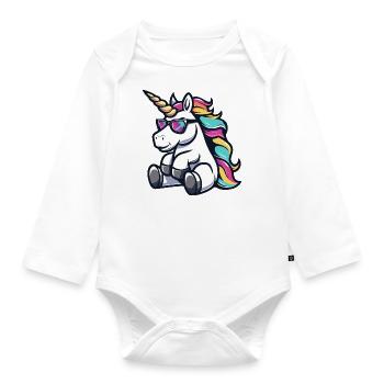 Licorne Bande Dessinée Cool - Body Bébé bio manches longues - blanc - Devant