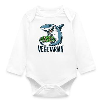 Requin végétarien - Body Bébé bio manches longues - blanc - Devant