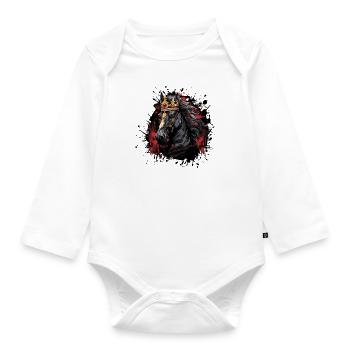 Horse Crown - Organic Longsleeve Baby Bodysuit - white - Front
