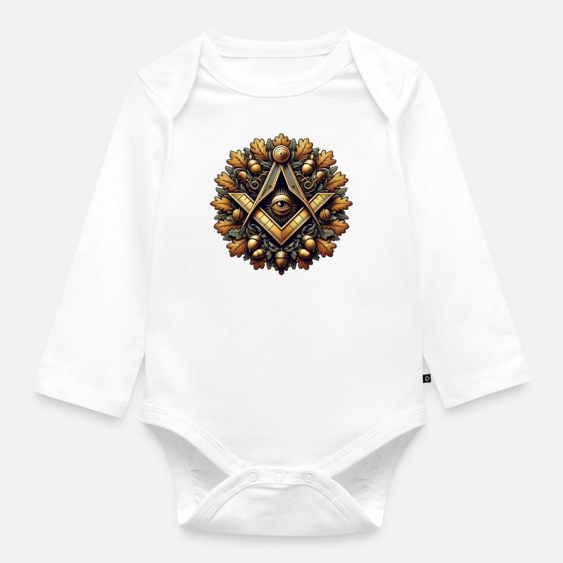 Masonic Logo - Organic Longsleeve Baby Bodysuit - white
