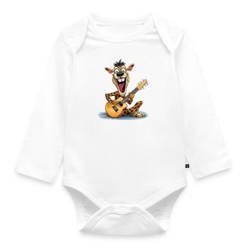 The Neck-Strumming Giraffe - Organic Longsleeve Baby Bodysuit - white - Front