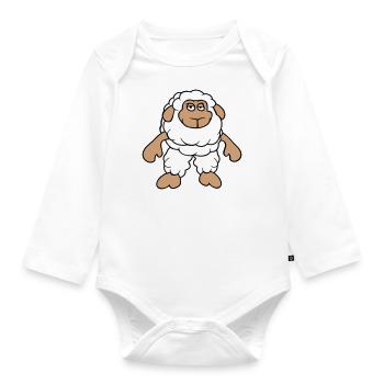 Schaf Steht Cool Gelangweilt Müde Cartoon Comic - Baby Bio-Langarm-Body - Weiß - Vorne