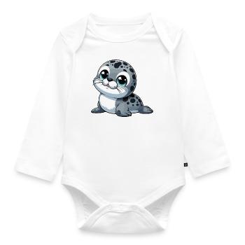 Baby seal - Organic Longsleeve Baby Bodysuit - white - Front