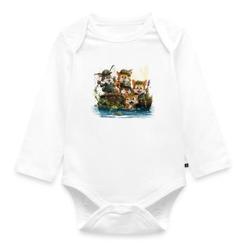 The Whimsical Fishing Expedition - Organic Longsleeve Baby Bodysuit - white - Front